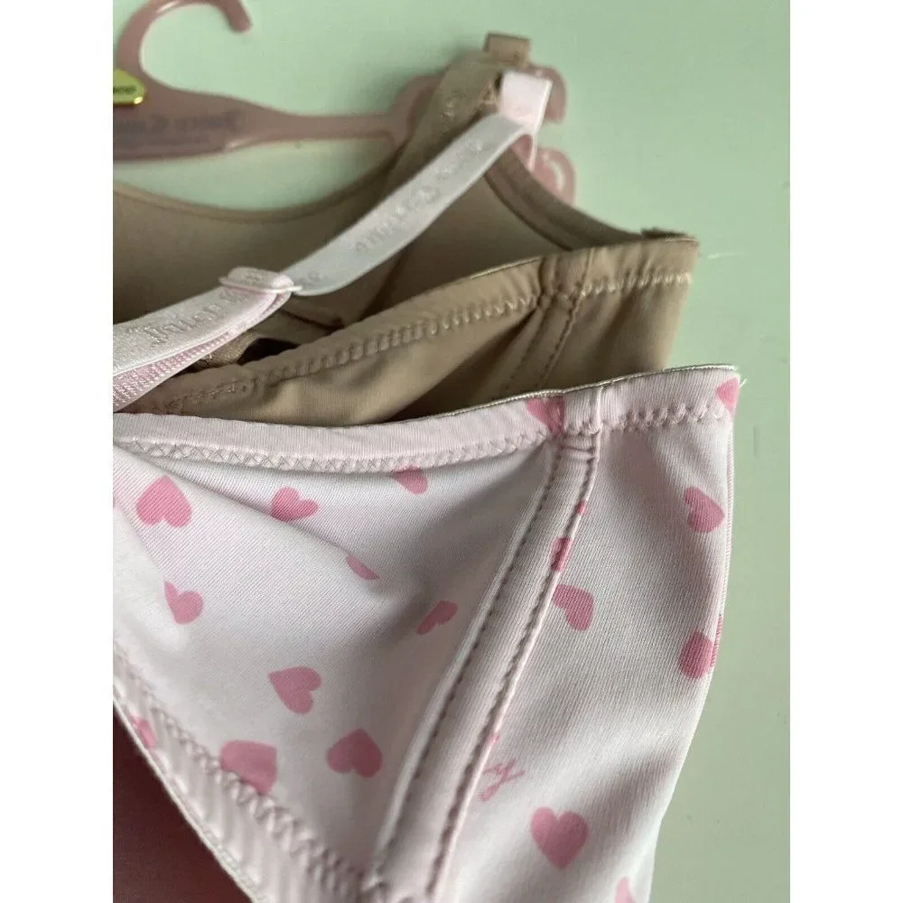 2 Pack Juicy Couture Bra Show Me Off JC3819 Hearts Valentine’s Pink Nude Sz 38DD